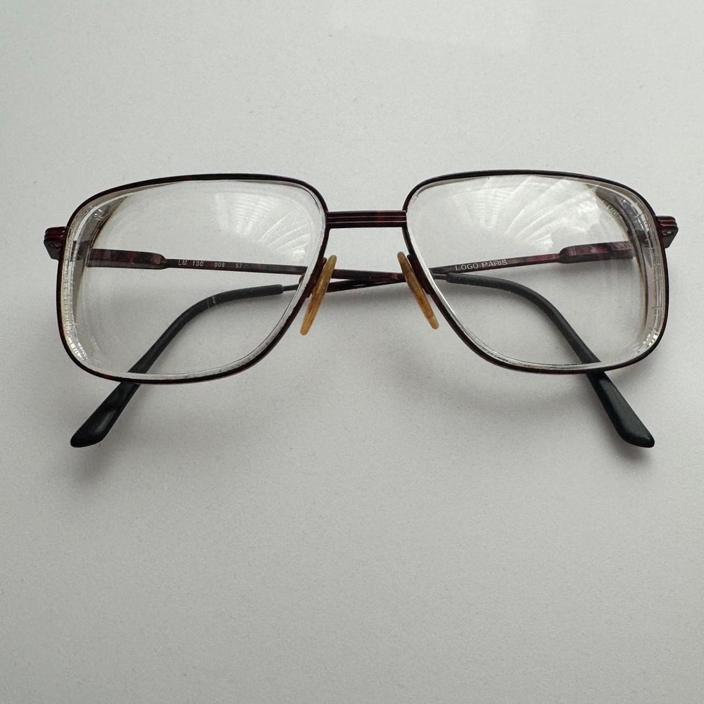 Logo Paris‎ Frame France LM130 Rectangle Eyeglass Frames Burgundy Metal Y2K Vtg